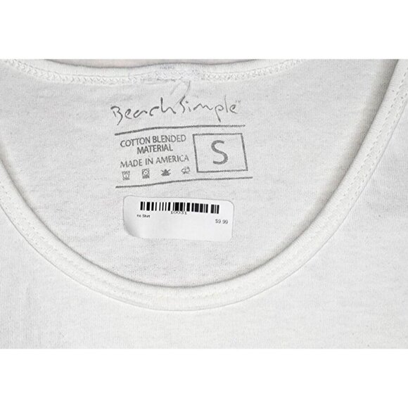 Beach Simple Cotton Blend Made In America Small White Tank Top - Picture 4 of 9